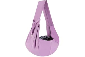 ARZQUT Dog Carrier Sling - Reversible Puppy Carrier Purse with Storage Pocket, Hand-Free Dog Sling Carrier for Carry Small Dogs and Cats, Travel Safety Harness, Dog and Cat Harness (Purple)