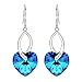 EleQueen 925 Sterling Silver CZ Love Heart French Hook Dangle Earrings Made with Swarovski Crystals