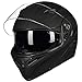 ILM Motorcycle Dual Visor Flip up Modular Full Face Helmet DOT 6 Colors Model 902 (S, Matte Black)