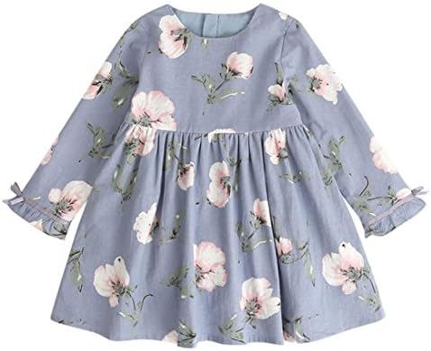 KEERADS Baby Christmas Dress, Girls Long Sleeve Floral Bowknot Tutu Dresses Tops