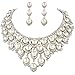 EVER FAITH Austrian Crystal Ivory Color Simulated Pearl V-Shaped Cluster Jewelry Set Clear