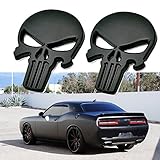 2x 3D Black The Punisher Rock Skull Emblem Skeleton Car Badge Sticker
