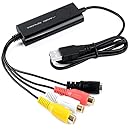 Top-Longer USB Video Capture Card ,VHS to DVD, Digitise Video, Analog to Digital Recorder, RCA Composite, S-Video Win10 / MAC -Black