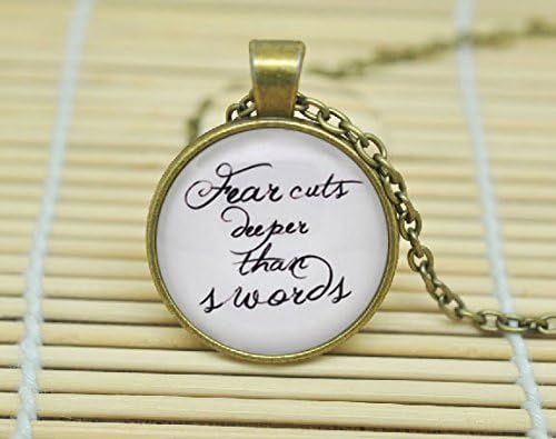 ArtShop Game Of Thrones 'Fear Cuts Deeper Than Swords' Quote Necklace Quote Jewelry Glass Dome Cabochon Necklace