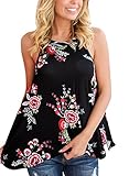 GOSOPIN Women Crew Neck Sleeveless Floral Print Flowy Tank Top