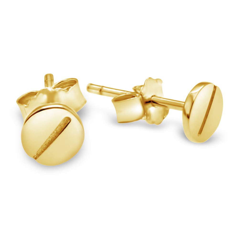 Alexander Castle Screw Head Stud Earrings Gold-Plated 925 Sterling Silver Earrings for Women with Jewellery Gift Box - Gift for Women