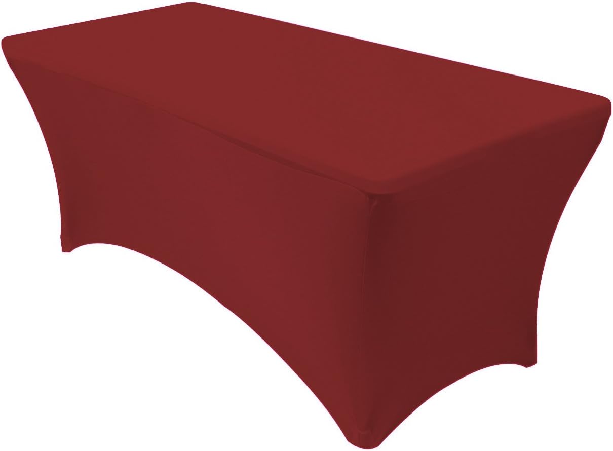Your Chair Covers - 8 ft Rectangular Fitted Spandex Tablecloths Patio Table Cover Stretchable Tablecloth - Burgundy