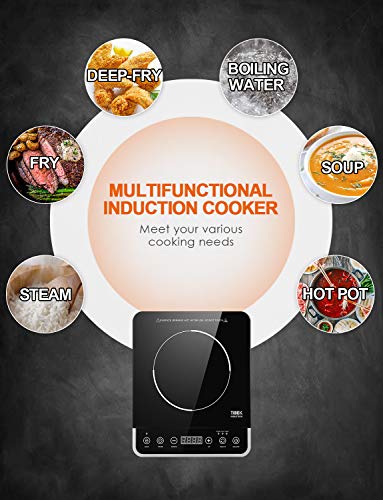 Portable Induction Cooktop, 1800W Countertop Burner Cooker with 10 Power Levels, 180 Minutes Timer, 3 Safety Lock, Wear Resistance (Security,ETL Approved)