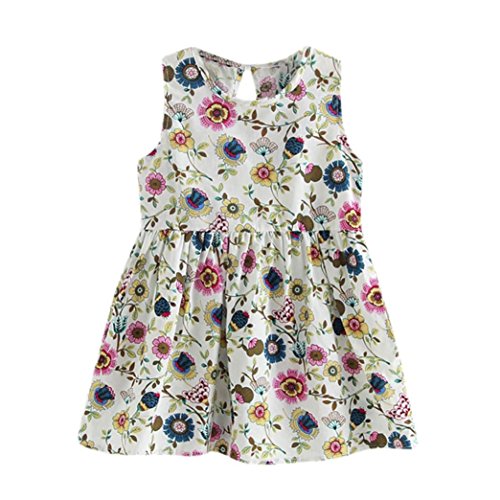 Toddler Girls Summer Princess Print Kids Baby Party Wedding Sleeveless Dresses (Multicolor, 4T)