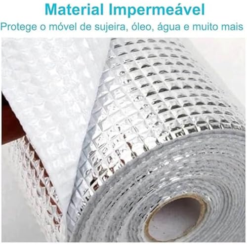 Forro para Armários Gavetas Antiderrapante Impermeável Anti Gordura e à Prova de Água 5 Metros x 30cm Alumínio Prata