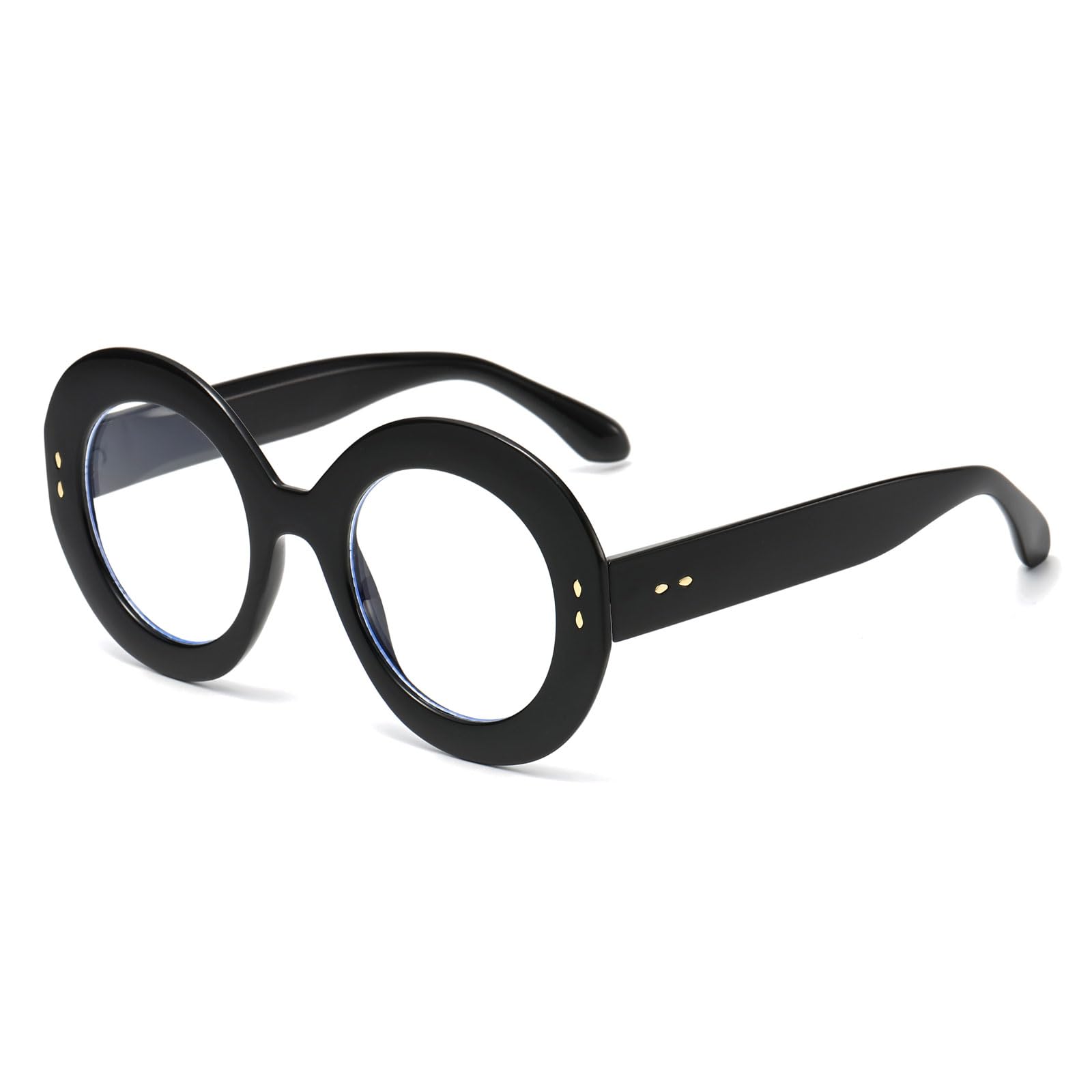 LJCZKA Round Blue Light Glasses for Women Men Oversized Computer Glasses for Texting Reading Gaming, Anti Fatigue & Eyestrain
