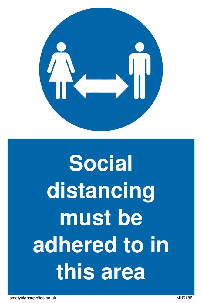 Pack of five - Social distancing must be adhered to in this area Sign - 100x150mm - A6P