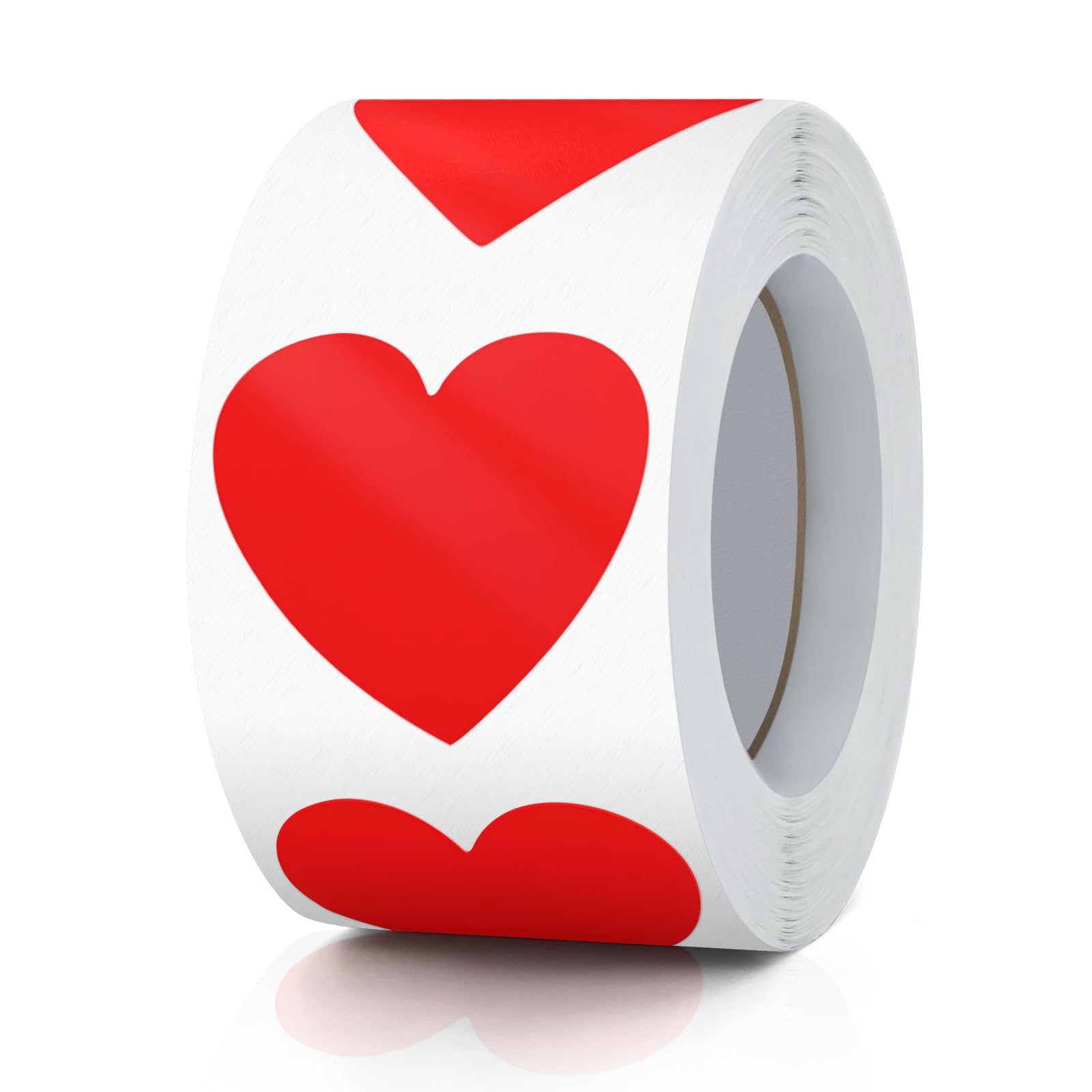 Meitaat Red Heart Stickers Roll 3.8 cm Valentine's Day Love Shape Labels Waterproof Removable for Craft Envelopes Boxes Gift Tags Bags Wedding 500 PCS