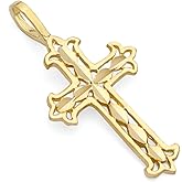 The World Jewelry Center 14k REAL Yellow Gold Religious Cross Charm Pendant