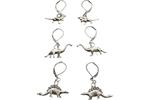 WYGUYO 3 Pairs/set Ceative Dinosaur Earrings Cool Stegosaurus Raptor Ear Clip, Brontosaurus Jewelry
