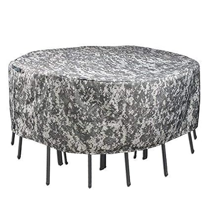Outdoor Patio Furniture Covers Waterproof Uv Resistant Patio Round Table Chair Cover Furniture Set Cover With Windproof Drawstring Rope 2 Buckles For All Weather Protection