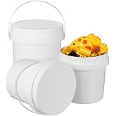 White Plastic Bucket 3pcs Storage Bucket White with Cover 3pc Pp with Lid
