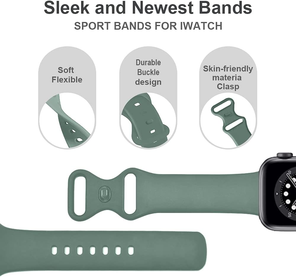 LANGXIAN 3 Pack Sport Bands Compatible with Apple Watch Band 38mm 40mm 42mm 44mm, Soft Silicone Replacement Strap Compatible for Apple iwatch Series 6/5/4/3/2/1/SE: Sports & Outdoors