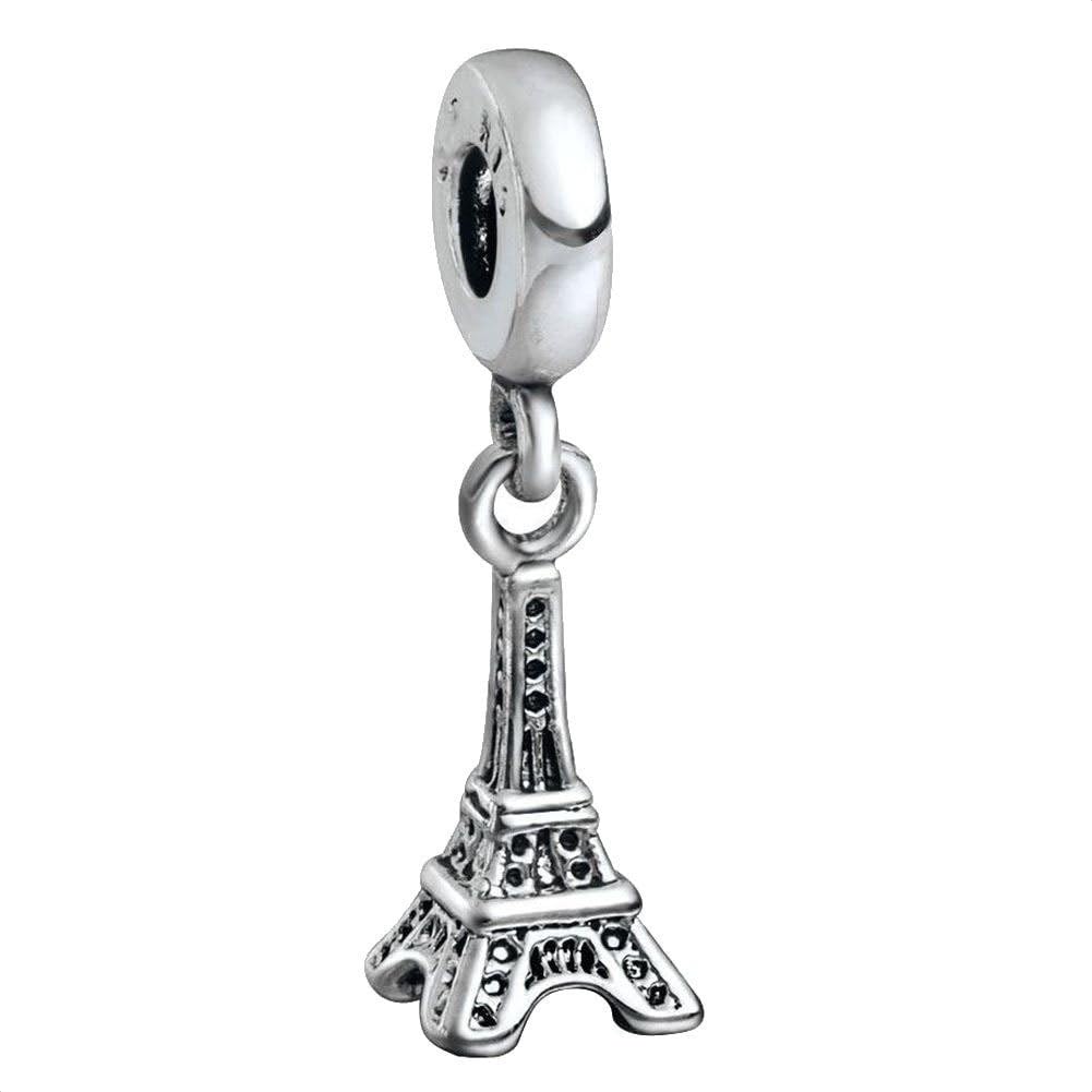 Paris Eiffel Tower 925 Sterling Silver Dangle Bead Charm fits Pandora Charm