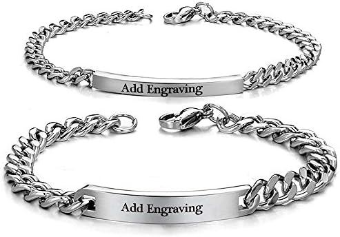 Womens Mens Custom Engraving Stainless Steel Cheap Bracelets Personalized Christmas Gift for Couples