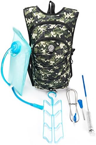 Hydration Pack Set by SelfBoosted - 2 litre / 67 oz - Water Bladder from BPA Free with Multiple Storage Compartments Backpack and Cleaning Kit - Perfect for Running, Walking, Cycling, Climbing, Hiking