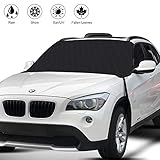 HRDJ Car Windshield Snow Cover, Auto Snow Windshield Cover Ice Removal Wiper Visor Protector Winter Summer Auto Sun Shade with 3-Layer Protection&Double Side Design for Cars Trucks Vans and SUV