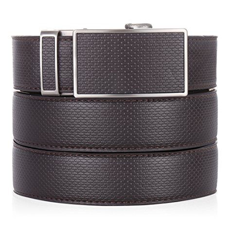 Marino Ratchet Leather Dress Belt For Men - Adjustable Click Belt with Automatic Sliding Buckle - brown -Adjustable from 38