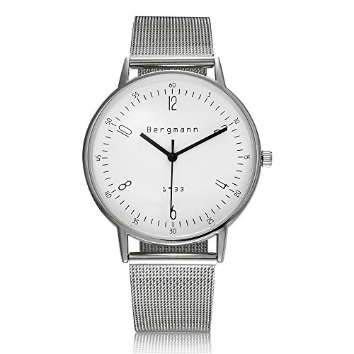 Bergmann Brand Vintage Watches For Men 6Mm Extra Slim Silver Case White Dial Stainless Steel 1933 (6922232327738)