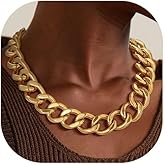ChainsPro Cuban Link Chain for Women,Stainless Steel Chunky Necklace Silver/Gold Plated Thick Chain Choker, 12/16/20 mm Width,18" and 20" Punk Hip Hop Trendy Non Tarnish Jewelry Gifts