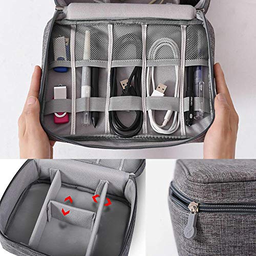 Electronic Organizer,Yudeg Electronics Accessories Travel Case USB Cable Drive Storage Bag for Portable Charger, Cables,Earphone,Mobile Phone (Grey)