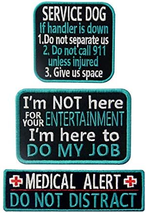 SOUTHYU 3 Pack Service Dog Tactical Morale Patches Military Emblem - Medical Alert Do Not Distract - Embroidered Army Swat Badge for Vest Harness, Hook and Loop Patch