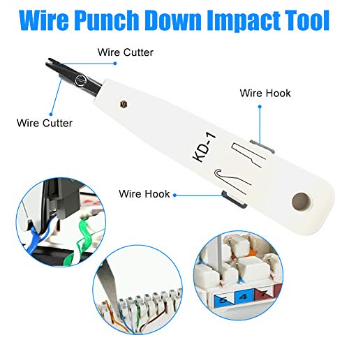 RJ45 Crimp Tool Kit Cat5 Cat5e Crimping Tool，RJ11, 6P/RJ12, 8P/RJ45
