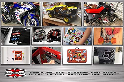 Kungfu Graphics Micro Sponsor Logo Racing Sticker Sheet Universal (7.2X 10.2 inch), White
