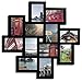 Adeco Decorative Black Wood Wall Hanging Collage Picture Photo Frame, 12 Openings, 4x6 inches