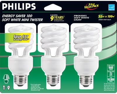Philips 41809-5 Energy Saver Mini Twister Light Bulbs (Set of 3)
