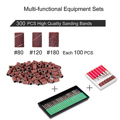 30000RPM Electric Nail File Drill Machine Upgraded Manicure Pedicure Kit with Foot Pedal for Acrylic Nails,Gel Nail,300 Piece Sanding Bands and Nail Drill Bits Accessories - Thumbnail 7