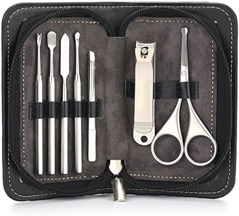 Manicure Set Pedicure Kit, Niuta 7 in 1 Stainless Steel Nail Clipper Tools Professional Grooming kit Manicure Pedicure Set with Leather Travel Case (7 In 1)
