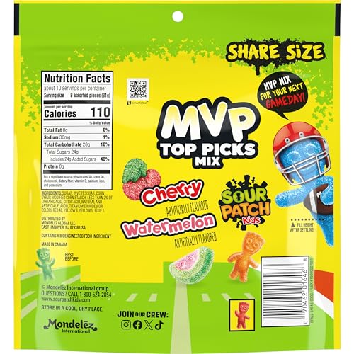 SOUR PATCH KIDS MVP TOP PICKS MIX SOFT & CHEWY CANDY, SHARE SIZE, 11 OZ