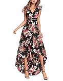 BILIKE Elegant Backless Floral Maxi Dress High Low Sexy Cocktail Party Dress