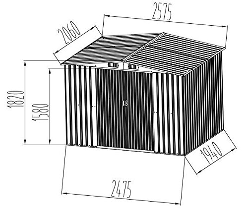 Gartenhaus Geräteschuppen 5,3m² aus verzinktem Stahlblech Metall grün von AS-S – Bild 3