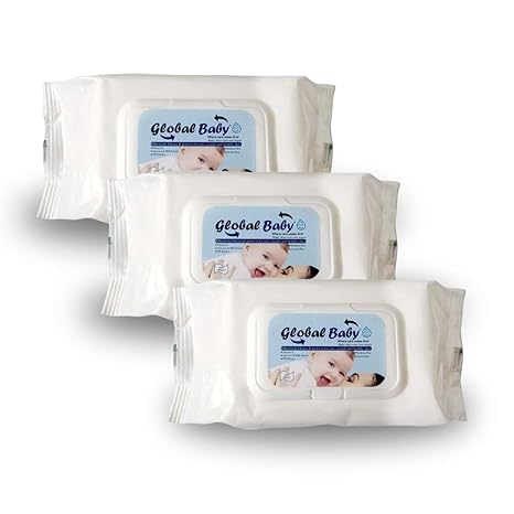 Globalbaby Combo of 3 Skincare Gentle Baby Wet Wipes (White, 100 Pcs)