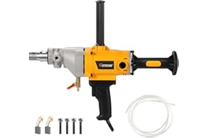 Hoteche Diamond Core Drilling Machine 1700W Handheld Variable Speed Wet Dry Core Drilling Rig 1-1/4" Thread, 4.7" Max Drilling Capacity for Masonry, Block Stone