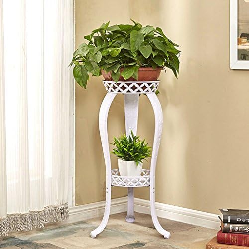 Iron Flower Frame Living Room Balcony Interior Imitation Wood 2 Layer Flower Pot Rack