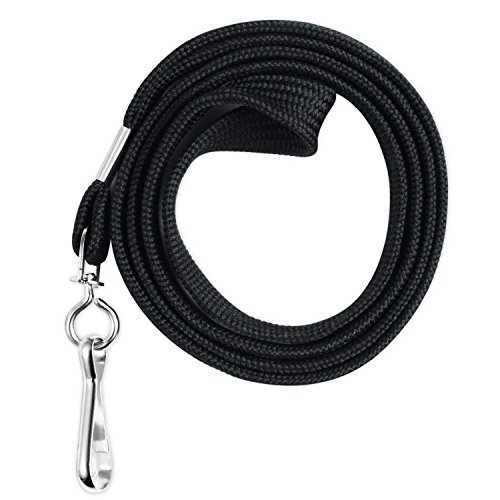 EcoEarth Lanyard (Preimum Tier) (100 Pack Flat Non-Breakaway w Hook) Black Lanyards for ID Badges, Badge Lanyard, ID Lanyard, Name Tag Lanyard ID Holder, Cruise Lanyard, Bulk Lanyard, ID Badge Pack - Thumbnail 4