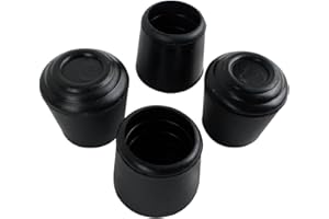 SOFT TOUCH SoftTouch 4 Pack Non-Slip Round Rubber Leg Tip Floor Protectors – 1-1/8" Inner Diameter for Chairs, Stools & Tables - Reduce Noise & Prevent Scratches – Black