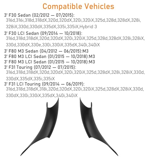 TTCR-II 2pcs Compatible with BMW 3 Series 4 Series F30/F31/F34/F80 320i,328i,330i,335i & F32/F33/F36 428i,435i,Driver and Passenger Side Car Door Handle Cover | Driver and Passenger Side Interior Door Handle Cover Serie 3 320i,328i,330i,335i,Serie 4s 428i,435i,440i-Black