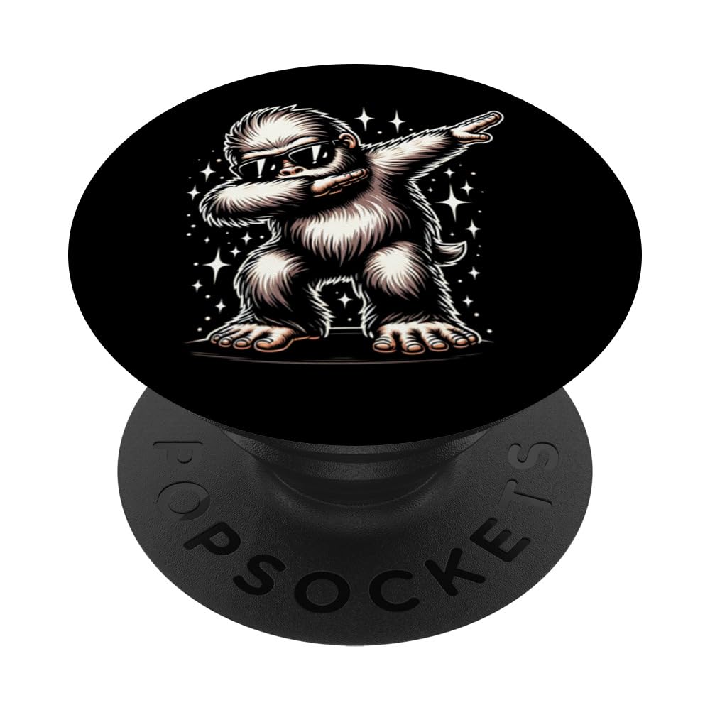 Dabbing Bigfoot Wearing Cool Sunglasses Bigfoot Lover PopSockets Adhesive PopGrip
