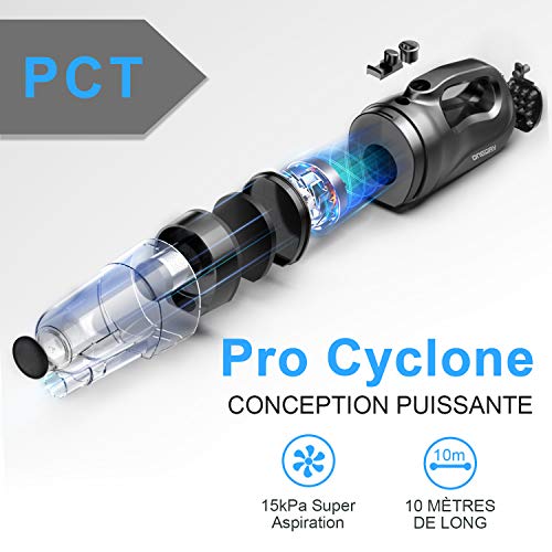 Aspirateur balai sans sac ONEDAY Aspirateur à Main Sans Sac cable 6 en 1 Portable Cyclonique 15Kpa (10m)