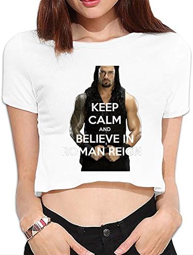 Women's Keep Calm And Believe In Roman Reigns' Crop Top T-shirt White