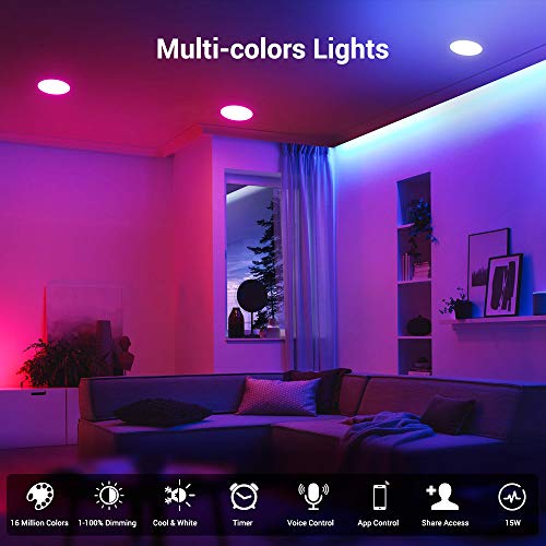 MustWin Smart Retrofit Led Recessed Lighting 6 inch LED Downlight Bluetooth Mesh LED Can Lights